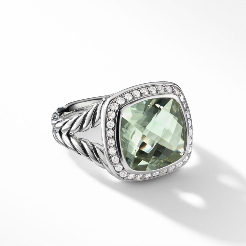 David Yurman Albion® Ring with Prasiolite and Pavé Diamonds
